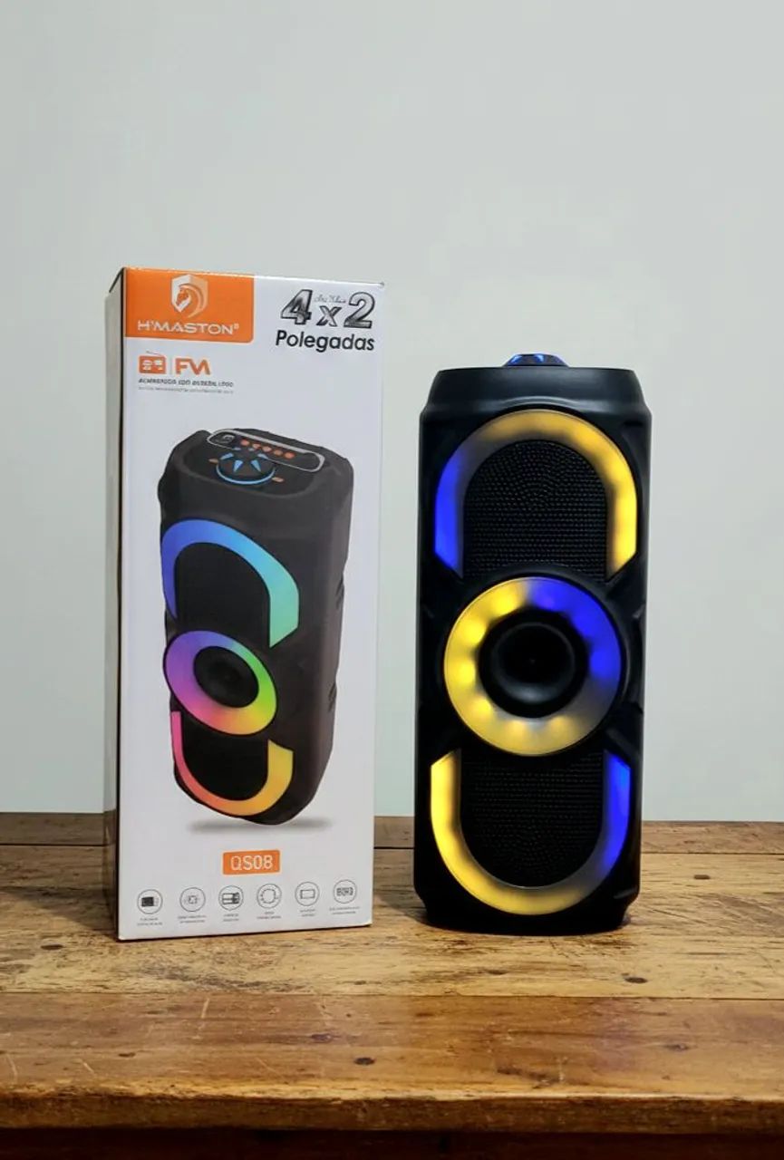 Caixa de Som Sem Fio Multimídia RGB Bluetooth - Com Entrada para Microfone