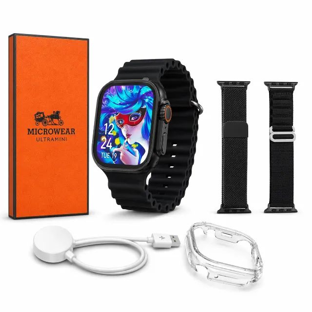 Relógio Smartwatch Microwear Ultra W69 Mini 45mm Premium Feminino Infantil Unissex Ips - Foto 2