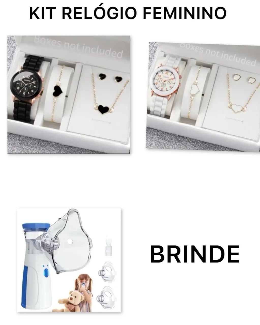 Relógio Feminino preto ou branco + acessórios e brinde