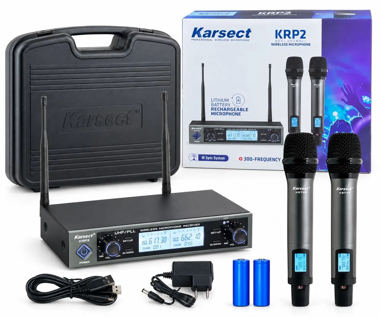 Microfone Sem Fio Karsect KRP2 Mão Duplo Recarregável  - Foto 3