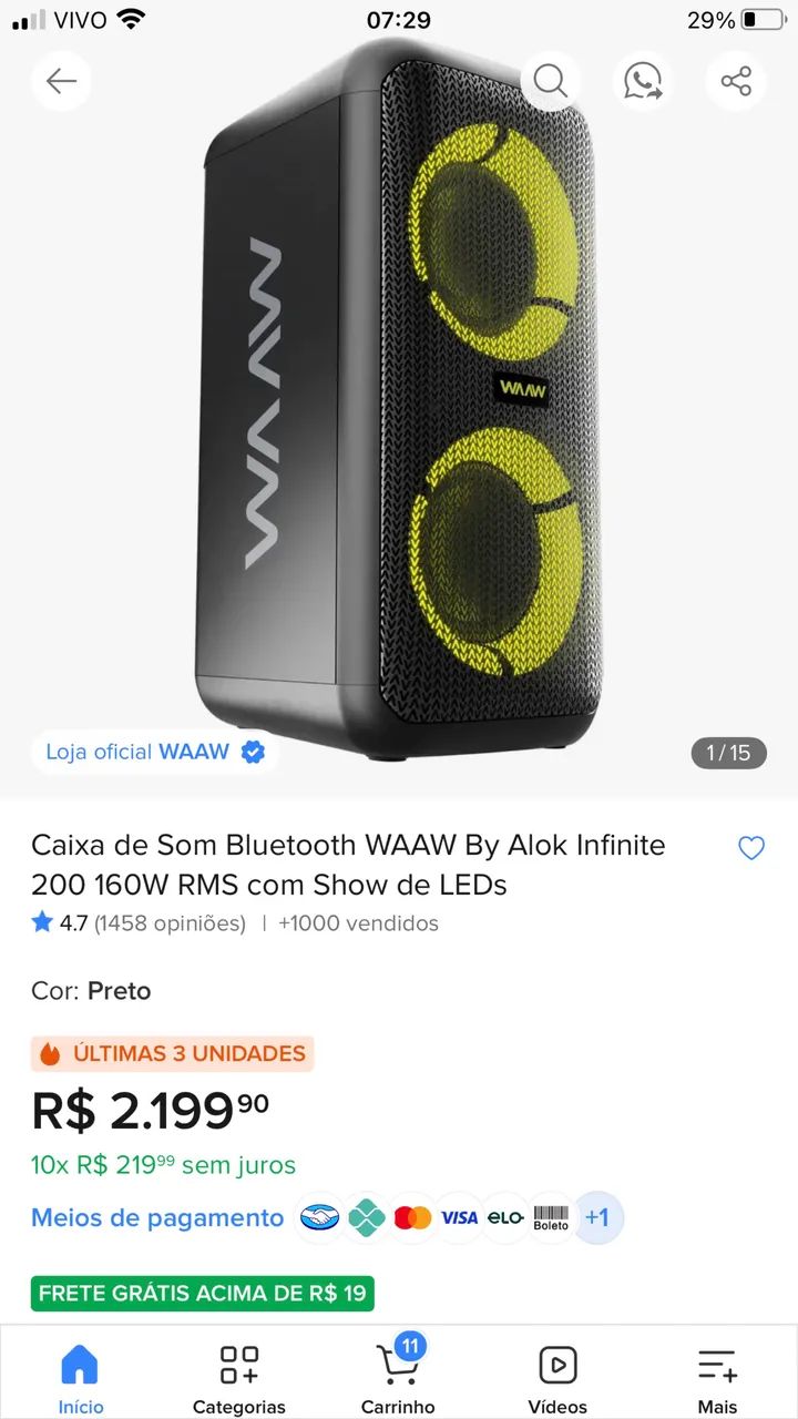 Vendo-se uma caixa de som 