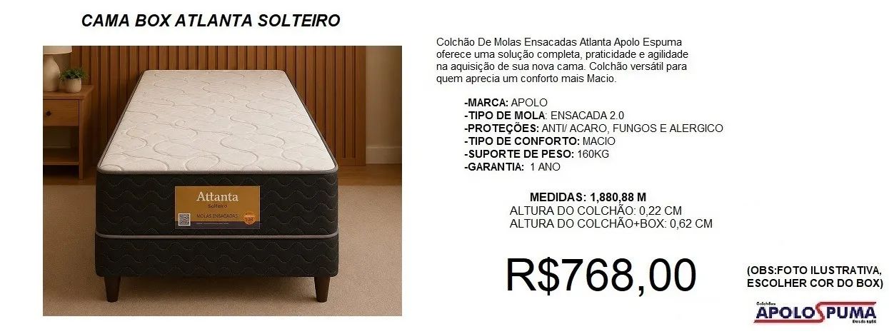 Cama box solteiro a pronta entrega - Alto conforto 