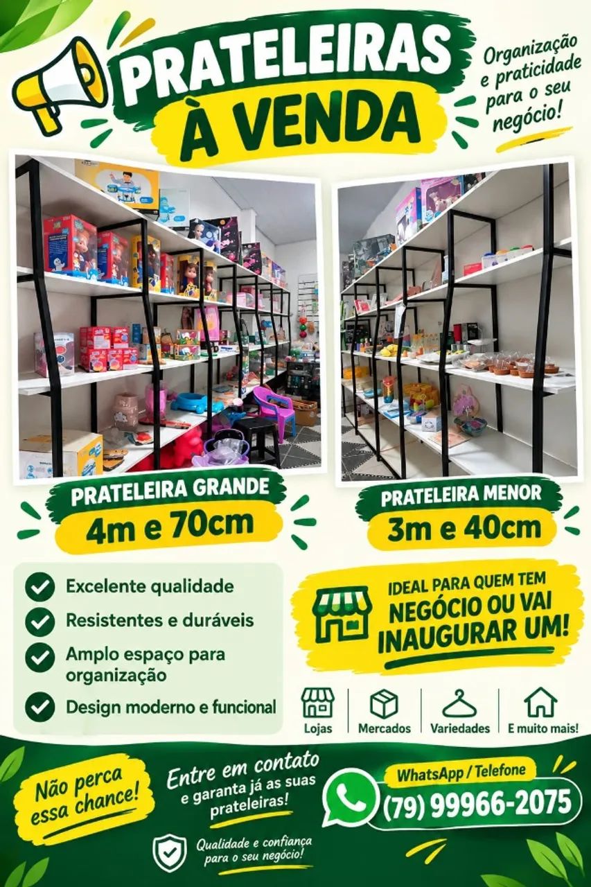 Prateleiras Comerciais para Loja / Estoque - Excelente Estado