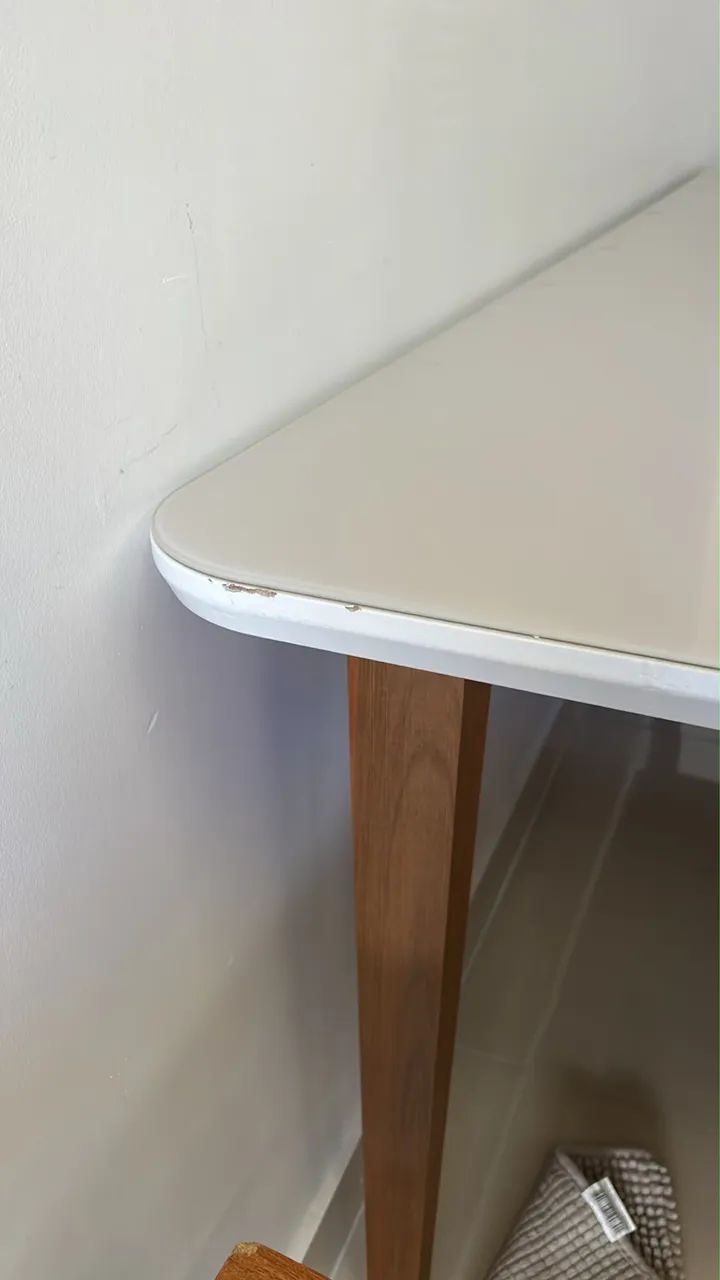Tampo de mesa mdf/vidro chanfrado com acabamento em laca