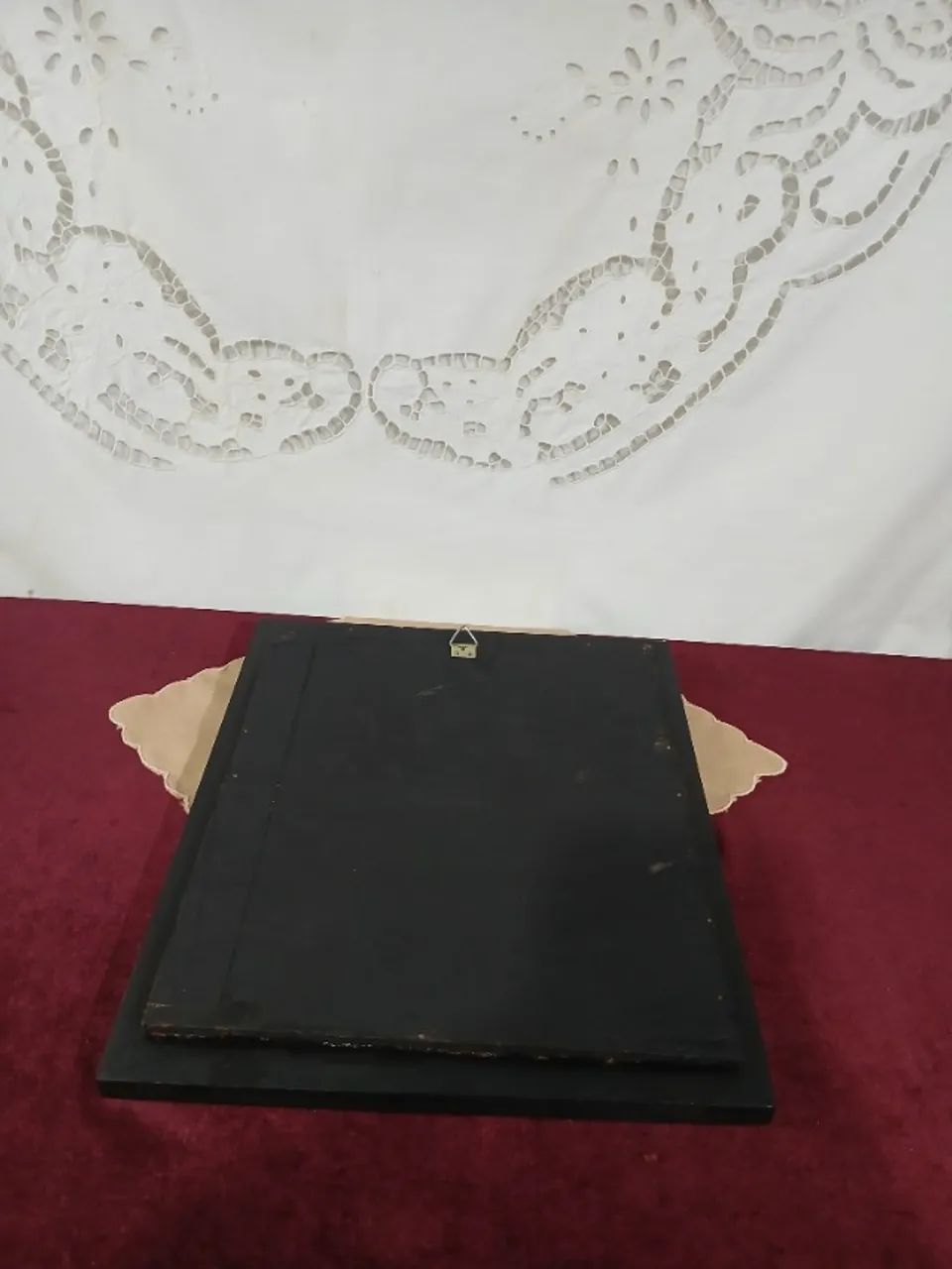 Antiga Quadro Com Placa Jesus Cerâmica Esmalta - Foto 5