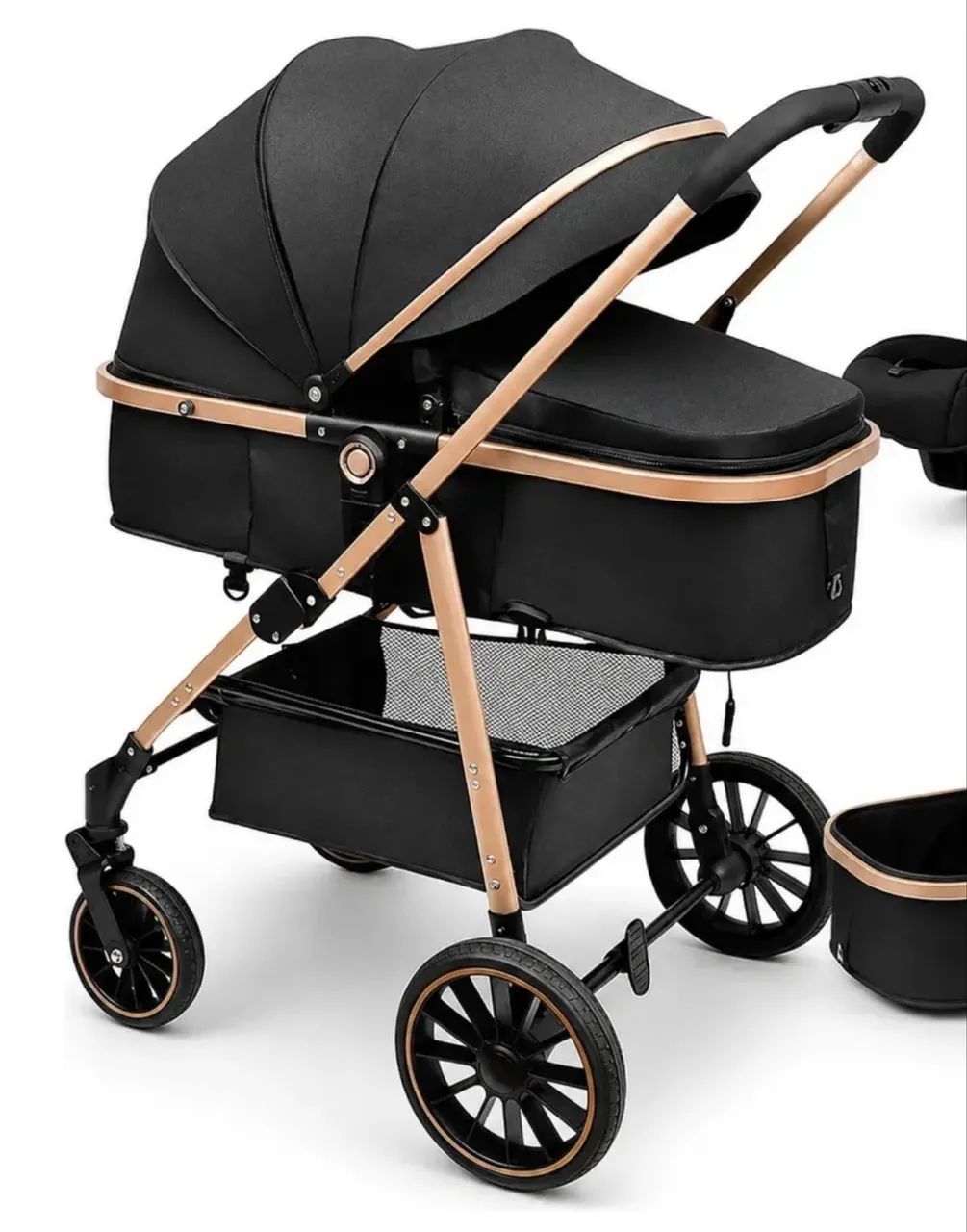Carrinho de Bebê Moisés Preto - Confortável e Sofisticado - Foto 3