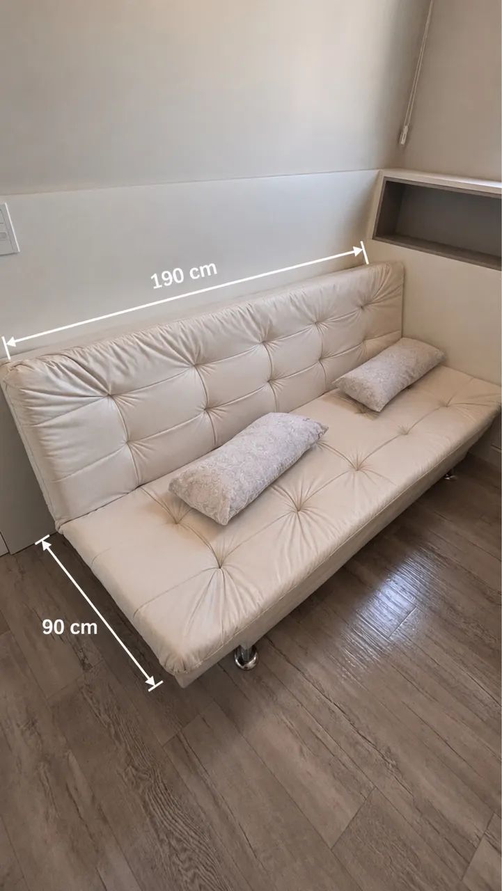 Sofá cama courino branco - sofa cama sofa-cama sofacama retratil  - Foto 3