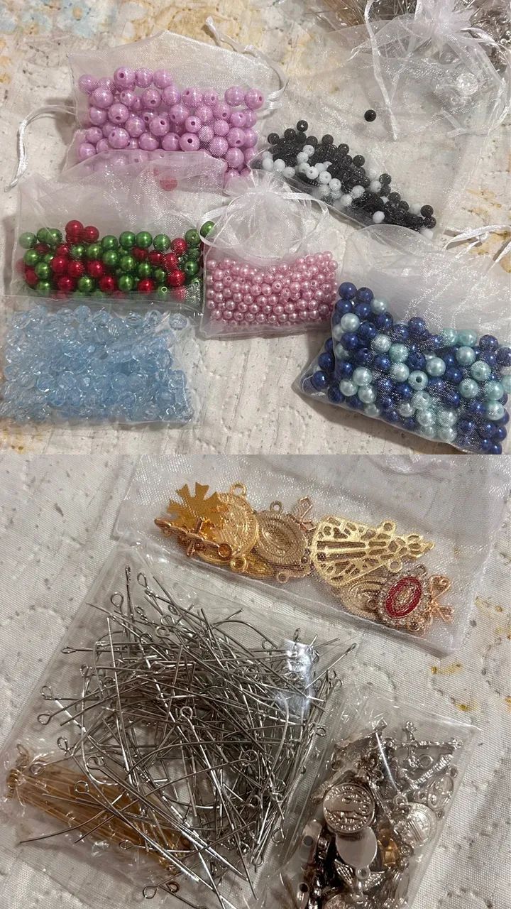 Miçangas e adereços para confecção de terços - Foto 3