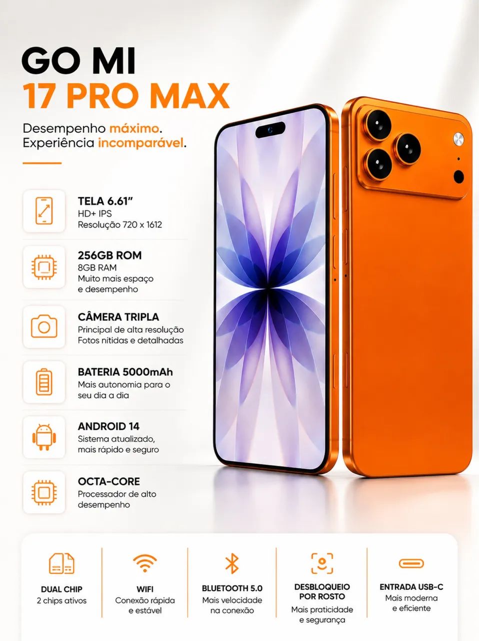 Go Mi 17 Pro Max 8GB 256GB Lacrado Novo Android - Foto 2