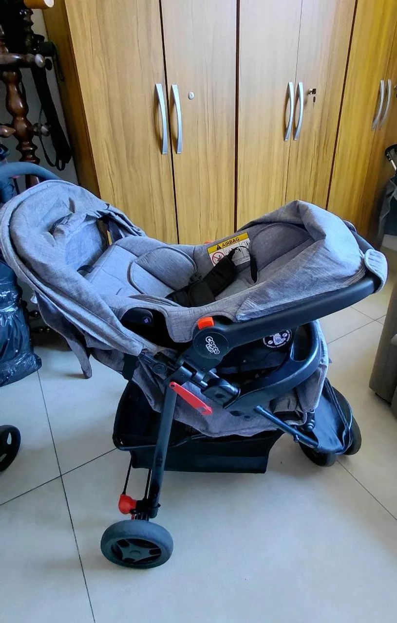 Carrinho de Bebê Toffy Cosco e Bebê Conforto Wizz Bilss - cinza - Foto 2