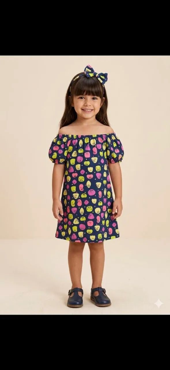 Vestido infantil suplex com tiara