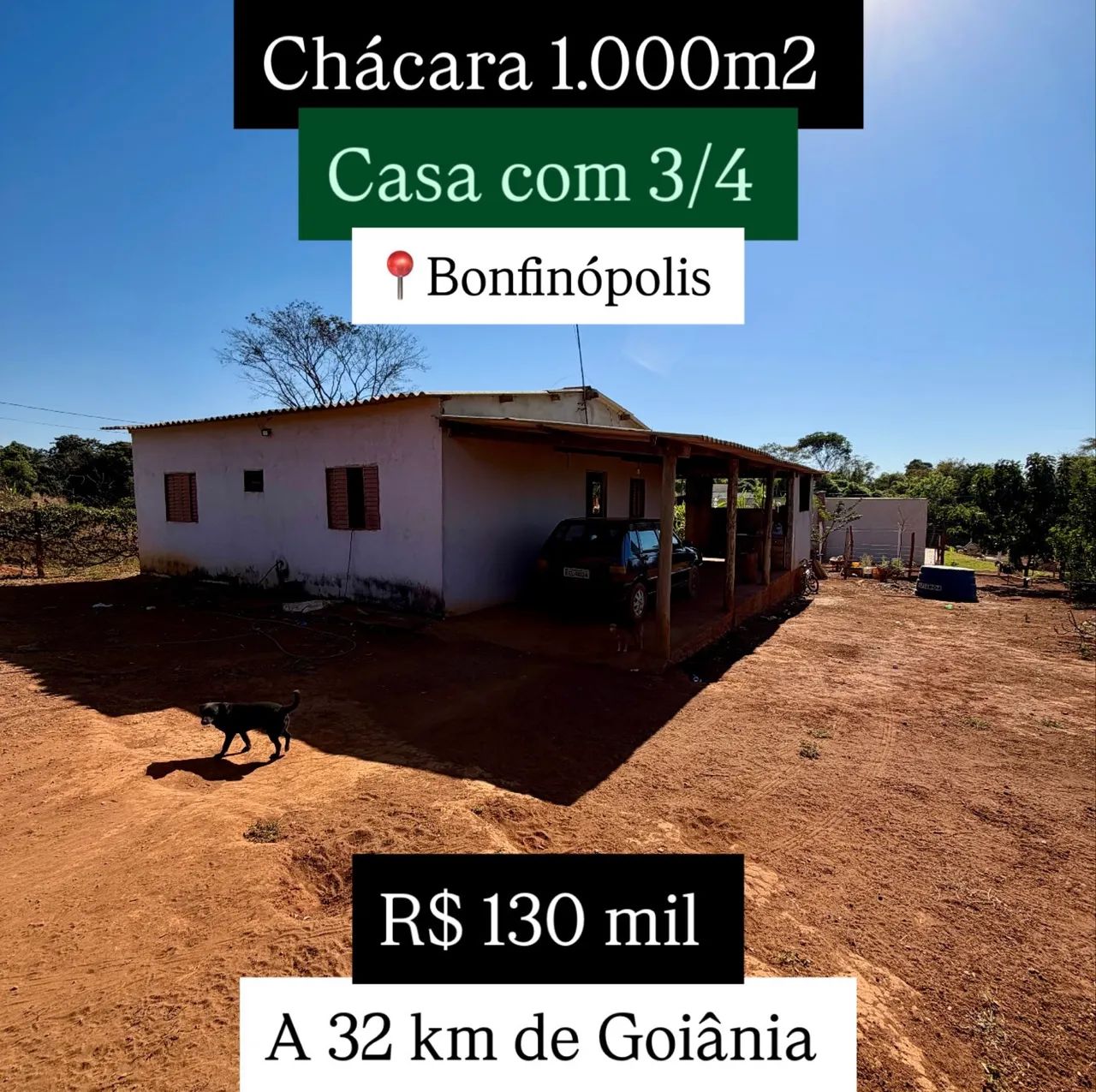 Chácara com Casa 3/4 - A 32 km de Goiânia 