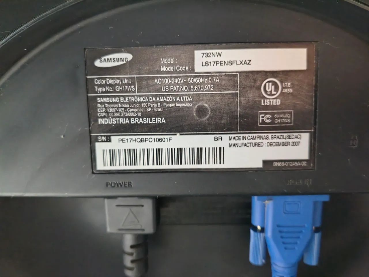 Monitor Samsung SyncMaster 732NW - 17" (Testado e Funcionando) - Foto 3
