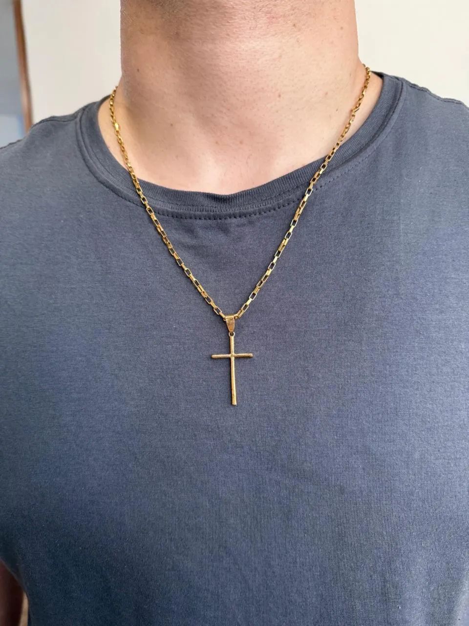 Corrente + Pulseira em Aço Dourado - OPORTUNIDADE - Foto 2