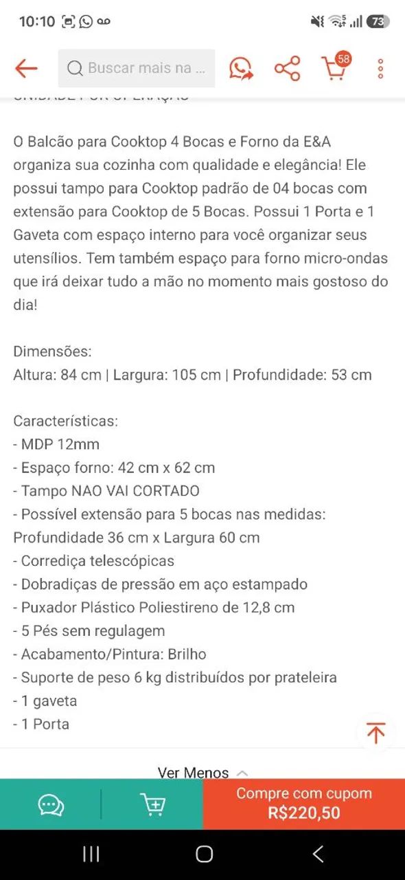 Balcão p coktoop 4/5 bocas  - Foto 2