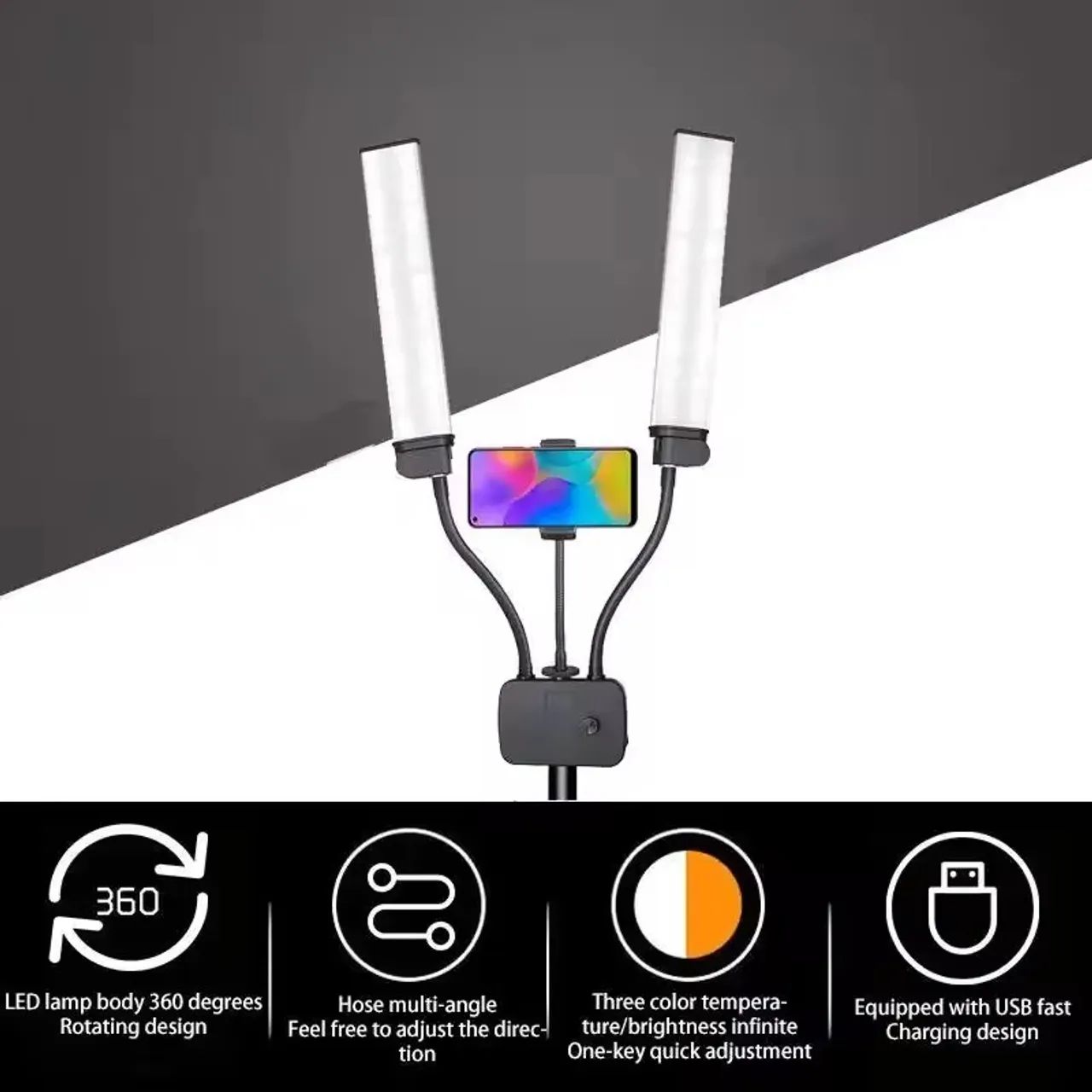 Ring Light Led Com Braços Duplos+Tripe 2.1 Metros  - Foto 4
