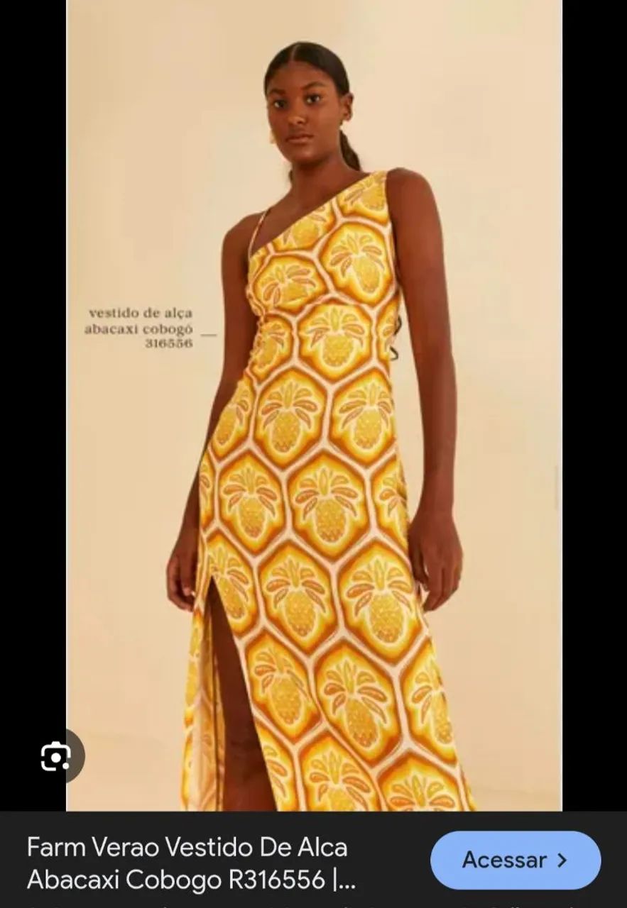 Vestido longo Farm verão abacaxi