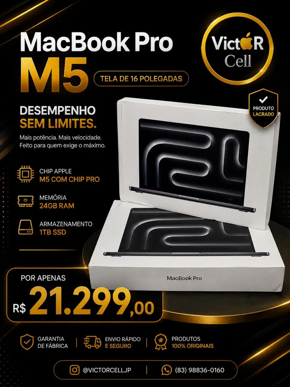 MacBook Pro M5 Tela de 16 | Chip Pro | 24GB RAM 