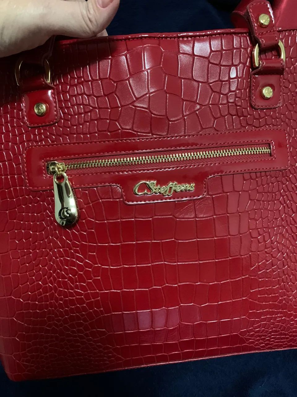 Bolsa de couro croco vermelha 