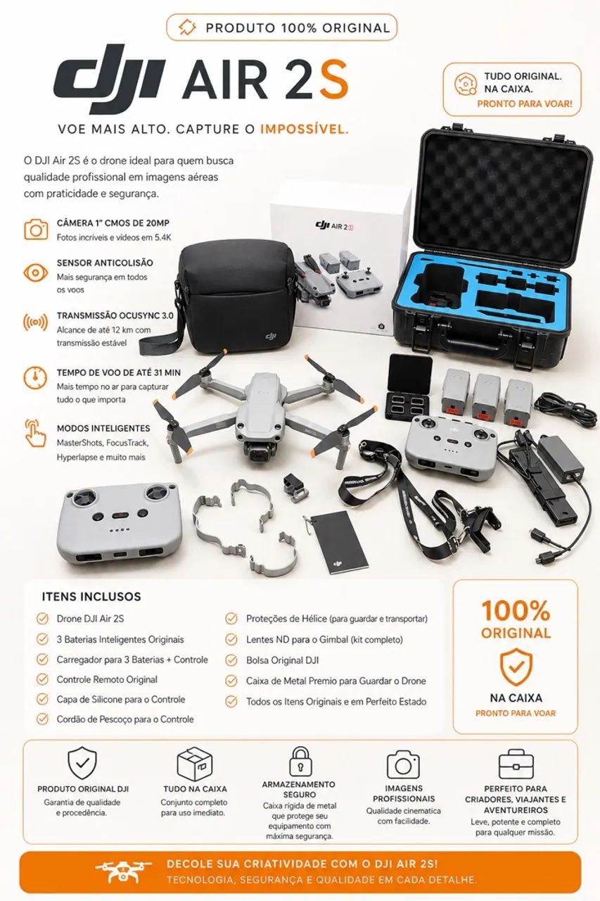OPORTUNIDADE IMPERDÍVEL! DJI AIR 2S ? KIT COMPLETO