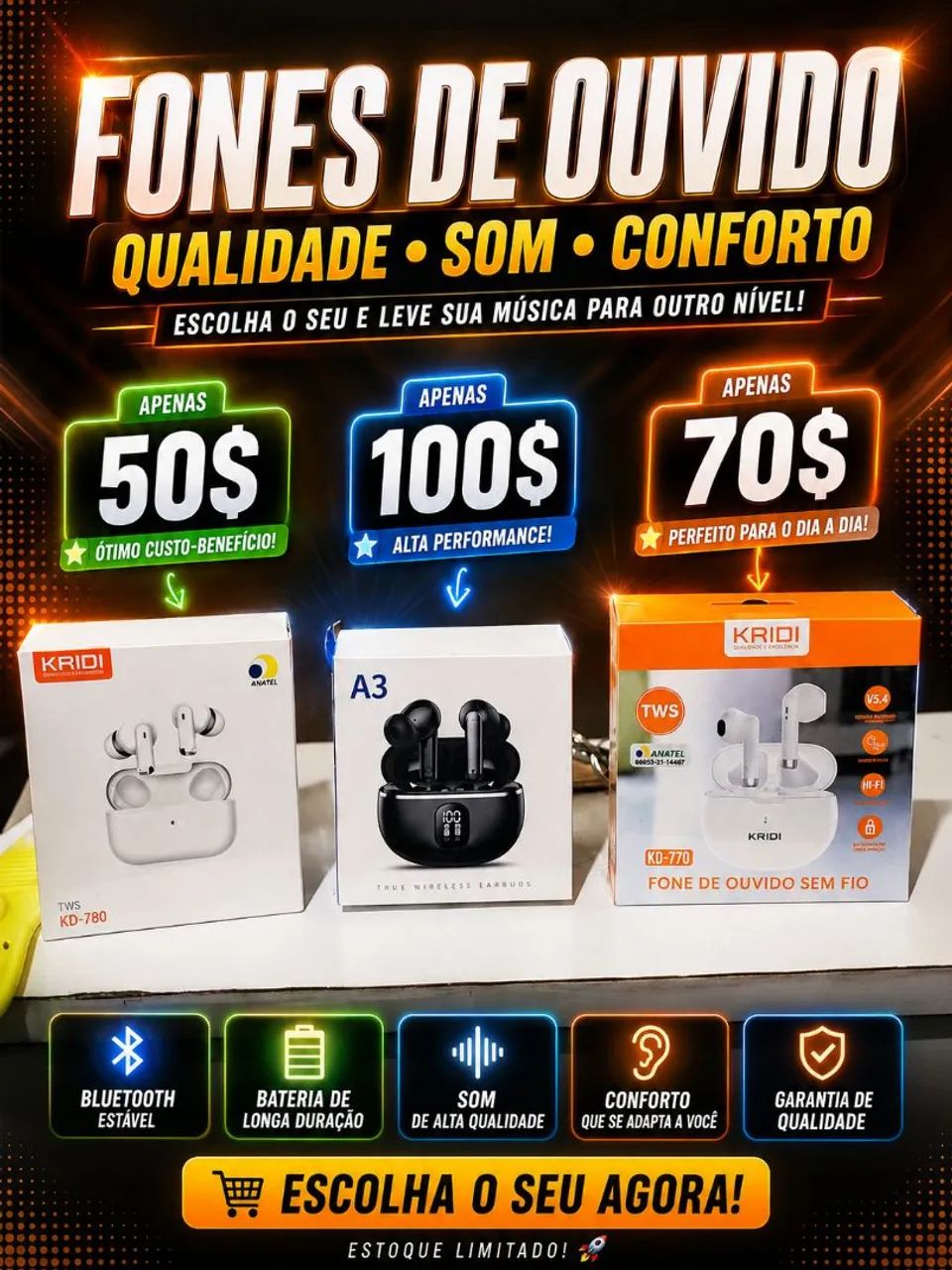 Fones de ouvido a partir de 50$?