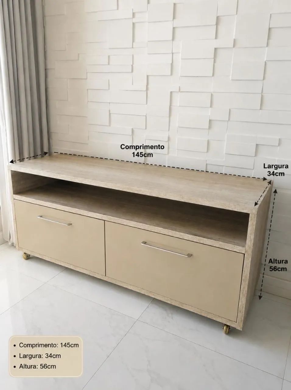 Rack de sala e balcão de cozinha com nicho 