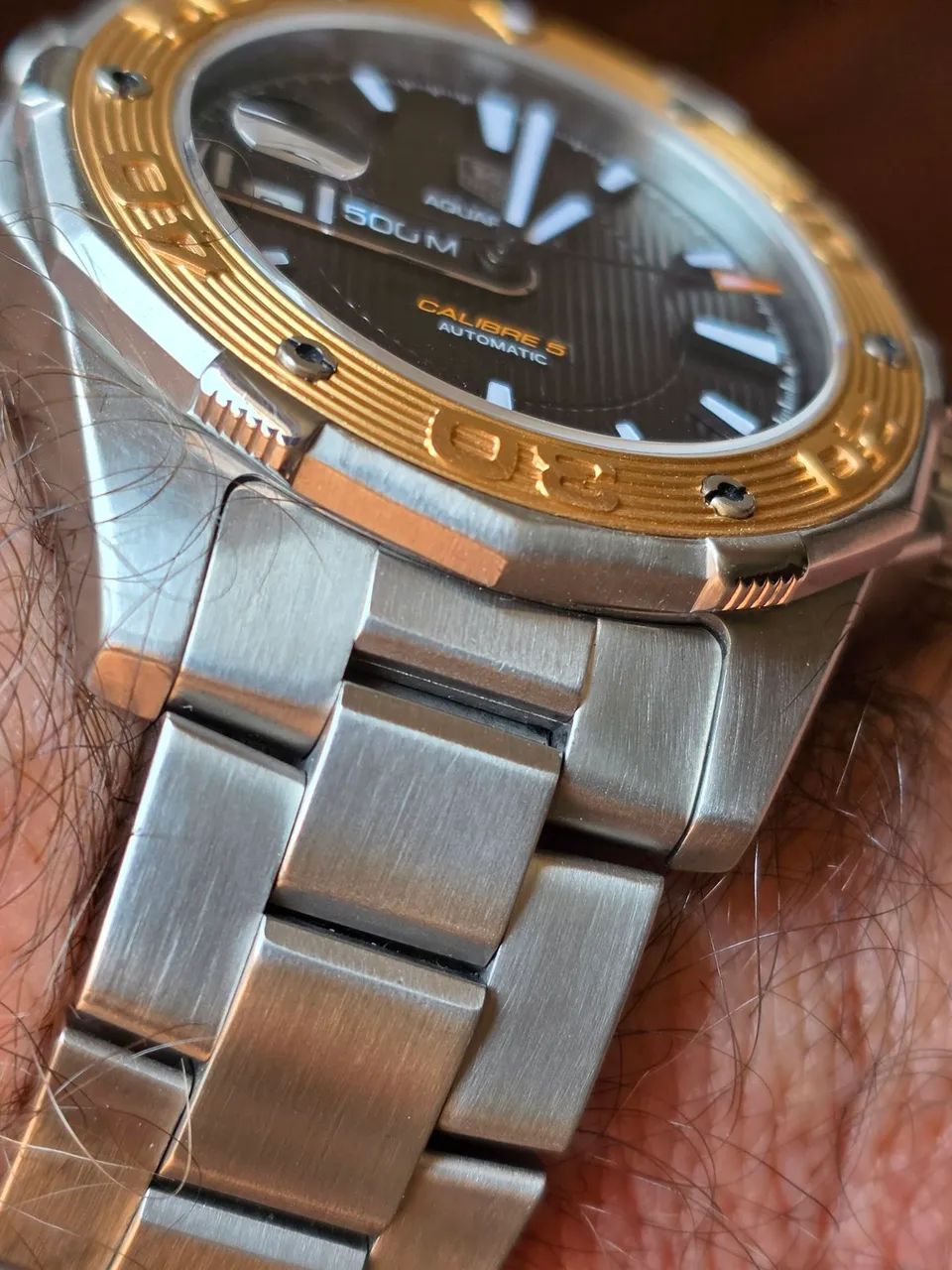Relógio Tag Heuer calibre 5 . 500 m. Automático.  Aço e ouro sólido.  - Foto 3