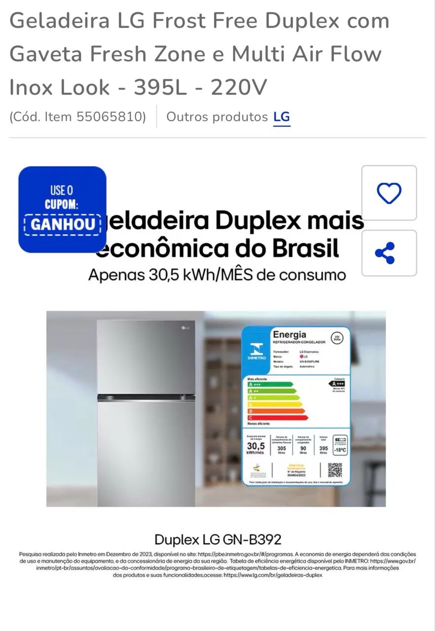 Geladeira LG  duplex inox  - Foto 6