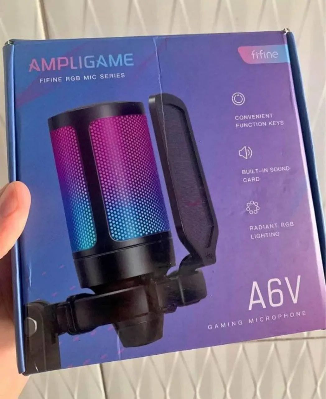 Microfone Gamer e Podcast Streaming A6v Fifine Original