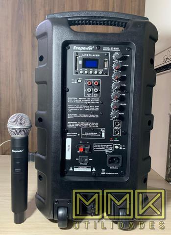 Caixa de som Amplificada Ecopower 10 polegadas Bluetooth + microfone sem fio - Foto 4