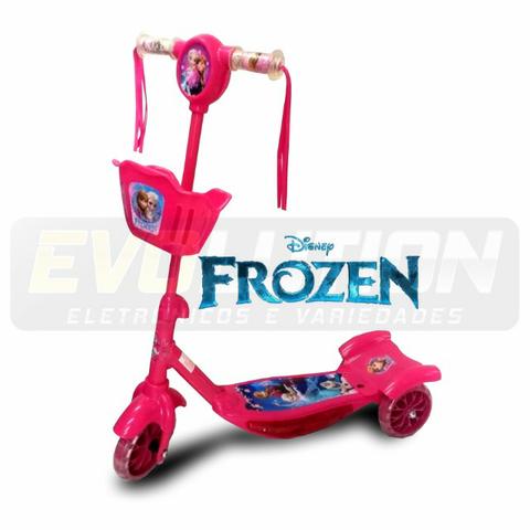 Patinete Infantil Musical Frozen 3 Rodas Com Luzes - Foto 5