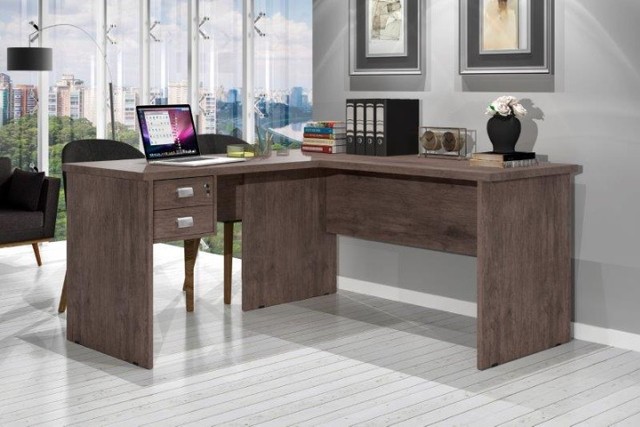 Mesa Em L Escritório com gavetas e Chave ! Entrega + Montagem Grátis - Foto 2