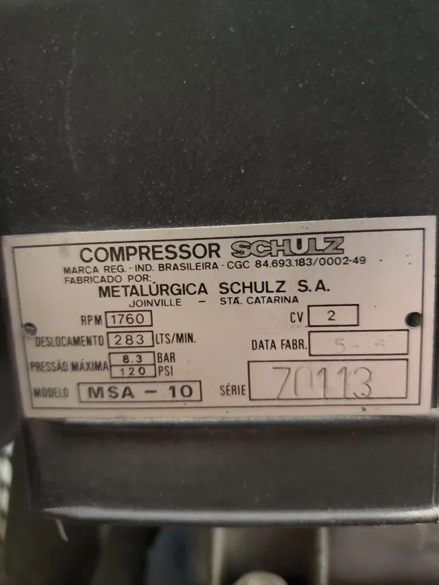 Compressor Schulz 10 pés 200 litros 