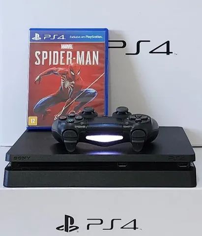 Console PS4 Slim 500GB com 2 Anos de Garantia e Jogo Spiderman - JF GAMES