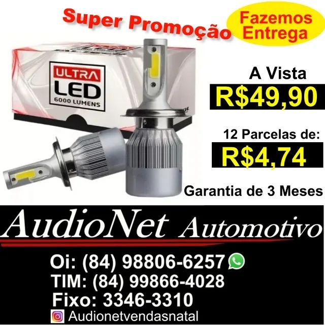 Promoção Super Led Tay Tech 6 mil Lumens Carro Van Farol Alto Baixo Milha Luz Branco 6000k