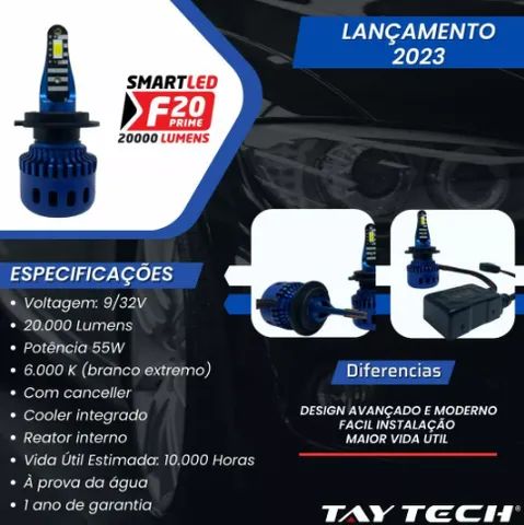 Super Led 20 Mil Lumens F20 Prime tay Tech H4 e H11 Farol Alto Baixo Luz Carro Veicular Mo - Foto 6