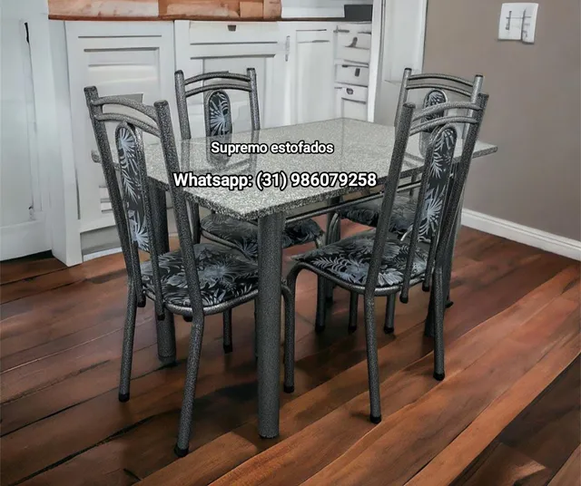 Mesa de 4 cadeiras retangular tampo de granito Novas