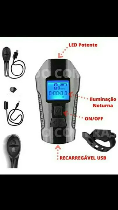 Farol e lanterna traseira de sinalização de Bicicleta LED aceito cartão! - Foto 5