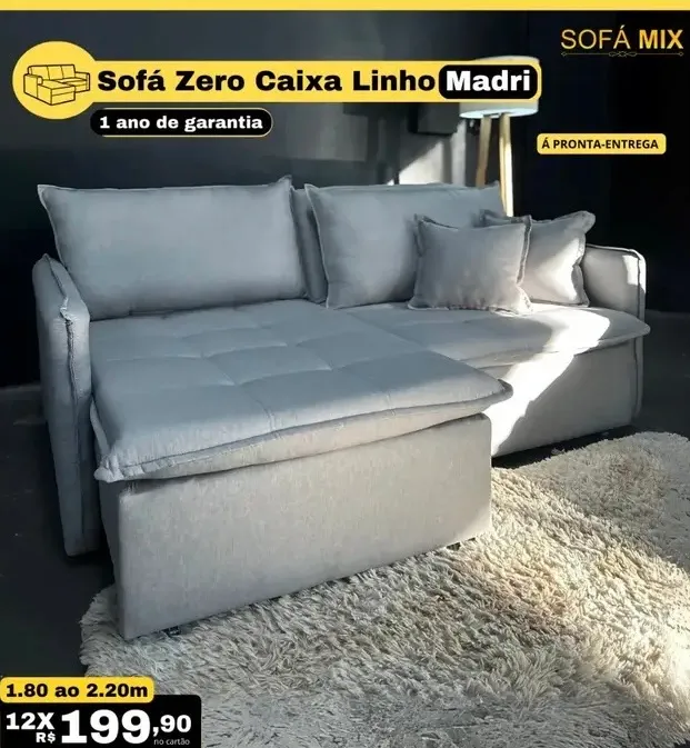 Sofá sem caixa Madri 1,80 , 2,00 e 2,20mts