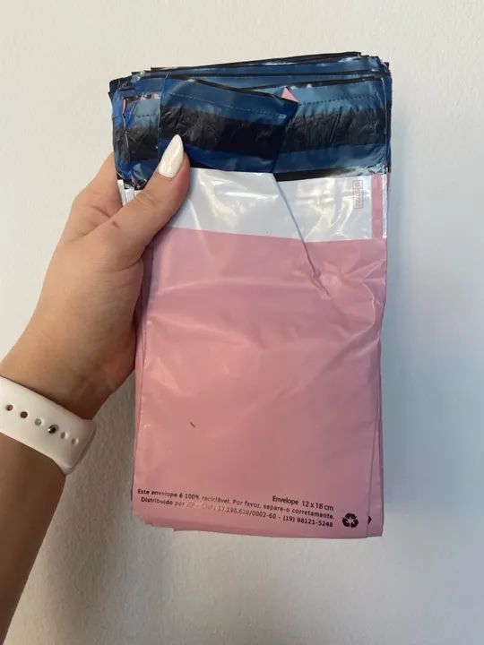 Envelope plástico rosa para envio de produtos - Foto 3