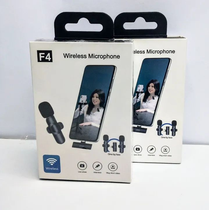 Microfone Sem Fio F4 para Celular - Live, Vlog, Entrevista