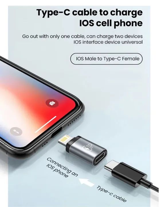 Adaptador Usb C Fêmea Para Lightning iPhone Macho - Foto 3