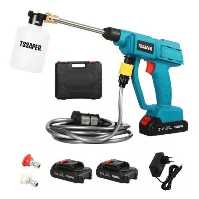 Lavadora De Alta Pressão Lavajato portatil A Bateria 21v Com 2 Baterias E Case Tssaper