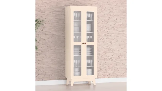Cristaleira Tuboarte 02 Portas Com Vidro Maya Off White
