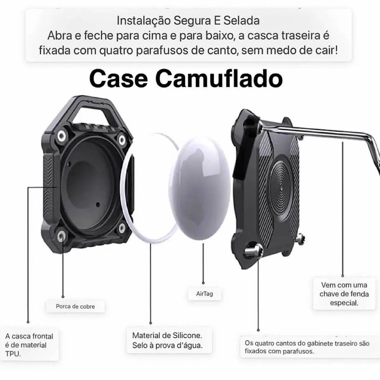 Airtag Case Capa Para Apple Chaveiro Camuflado A Prova Dágua Protetor Impermeável - Foto 4