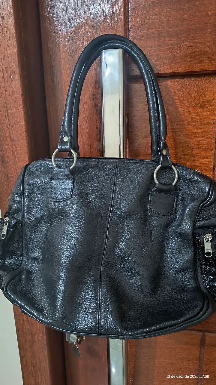 Bolsa baú de couro legítimo - Foto 3