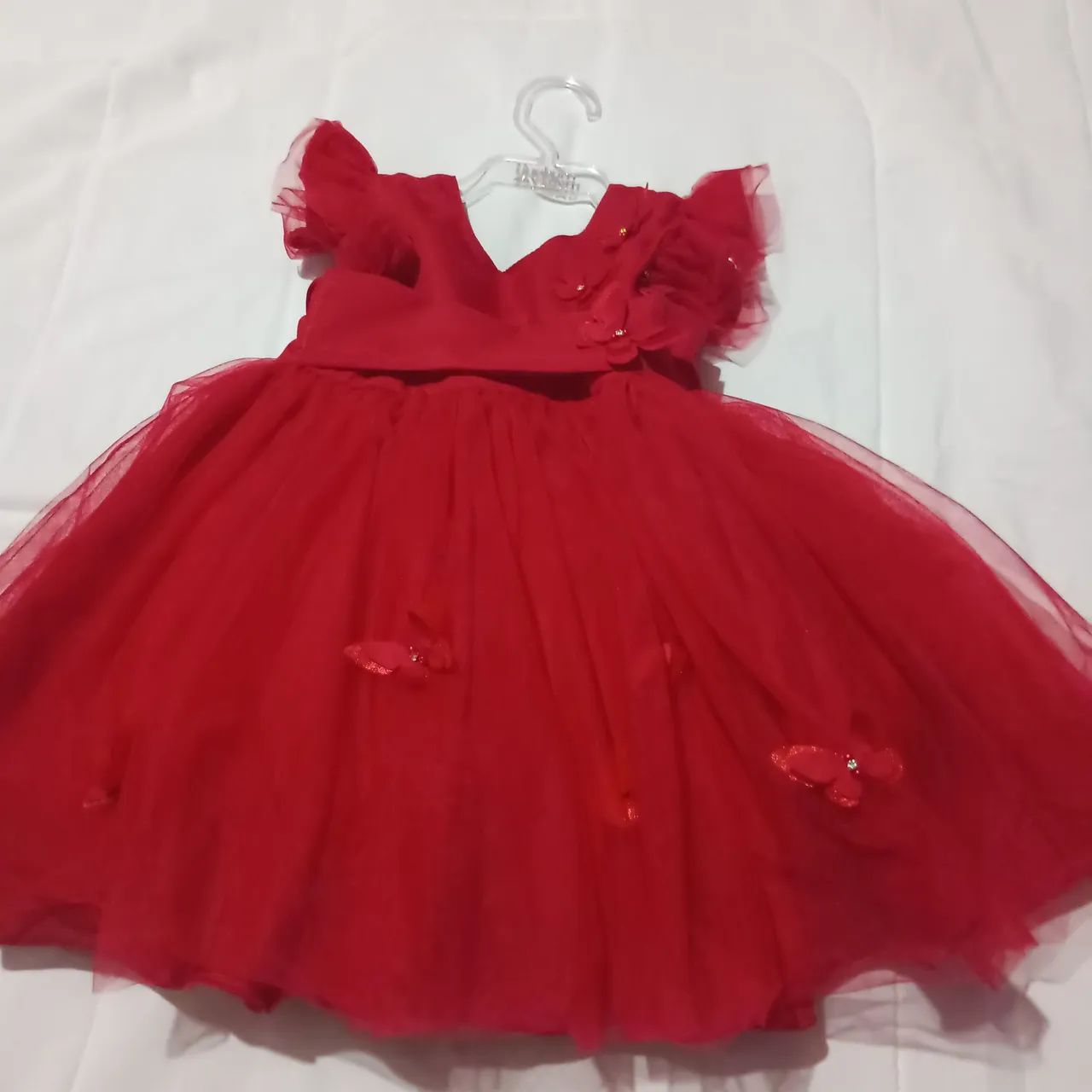 Vestido Vermelho Infantil com Detalhes de Borboletas - Foto 2