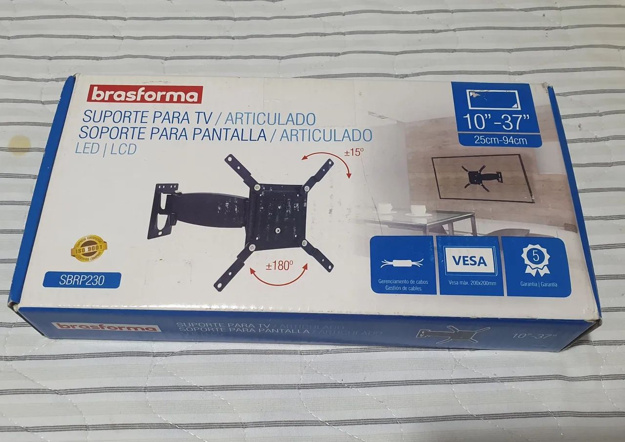 Suporte de Parede para TV 10-37'' Articulado SBRP230 Brasforma - Foto 2
