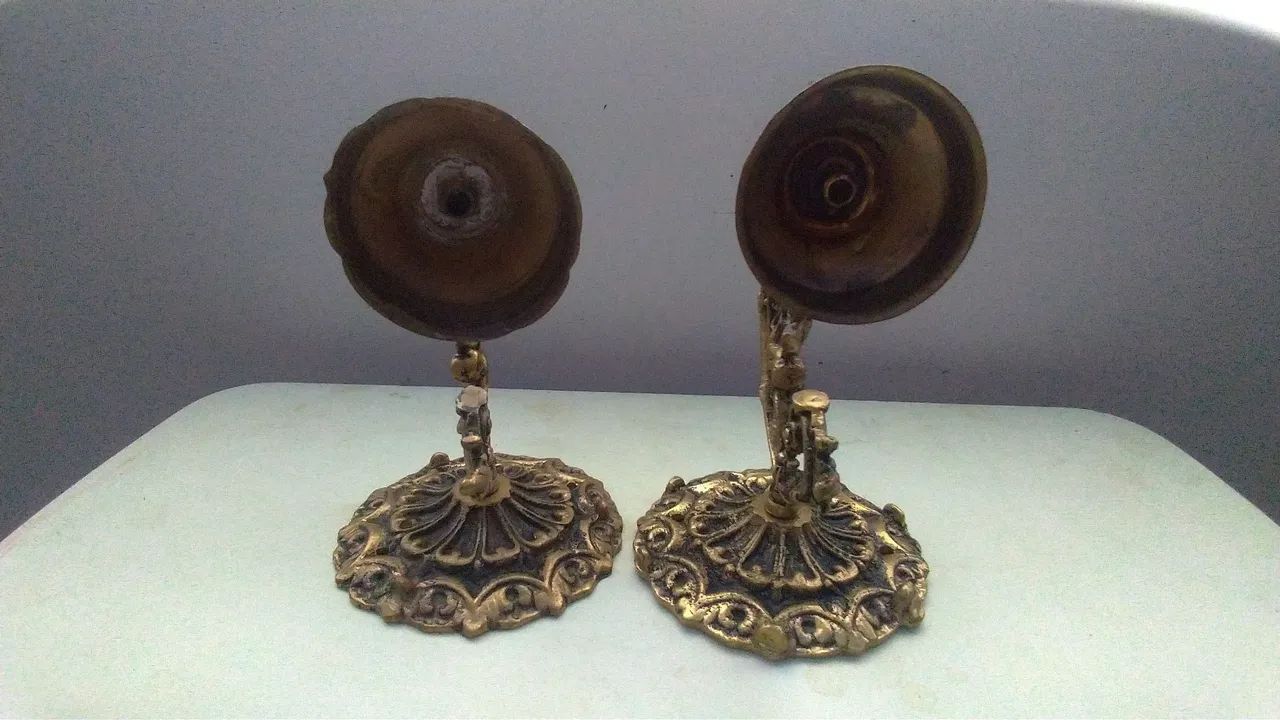 Base  arandelas  metal fundido antigas  - Foto 5