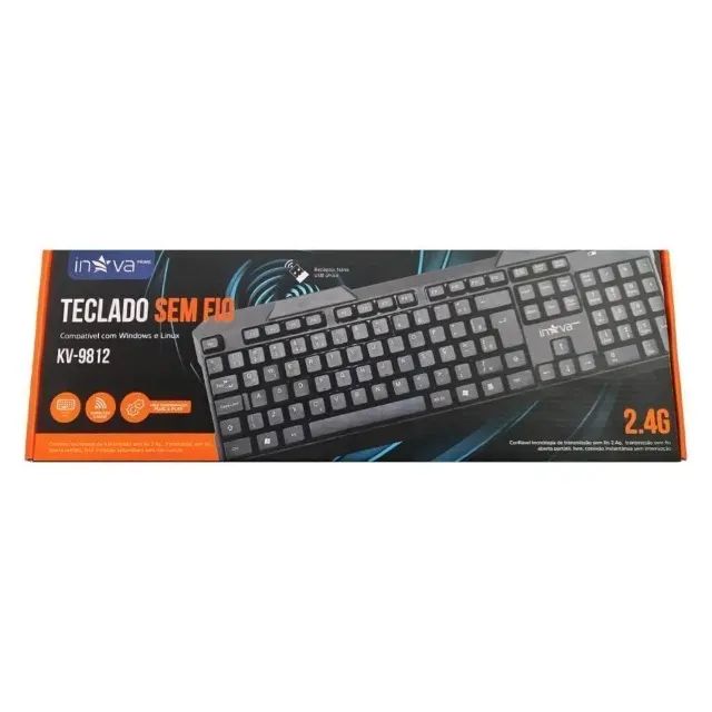 Teclado ABNT2 Inova - SEM FIO 2.4 Ghz - KV-9812 (Novos na caixa